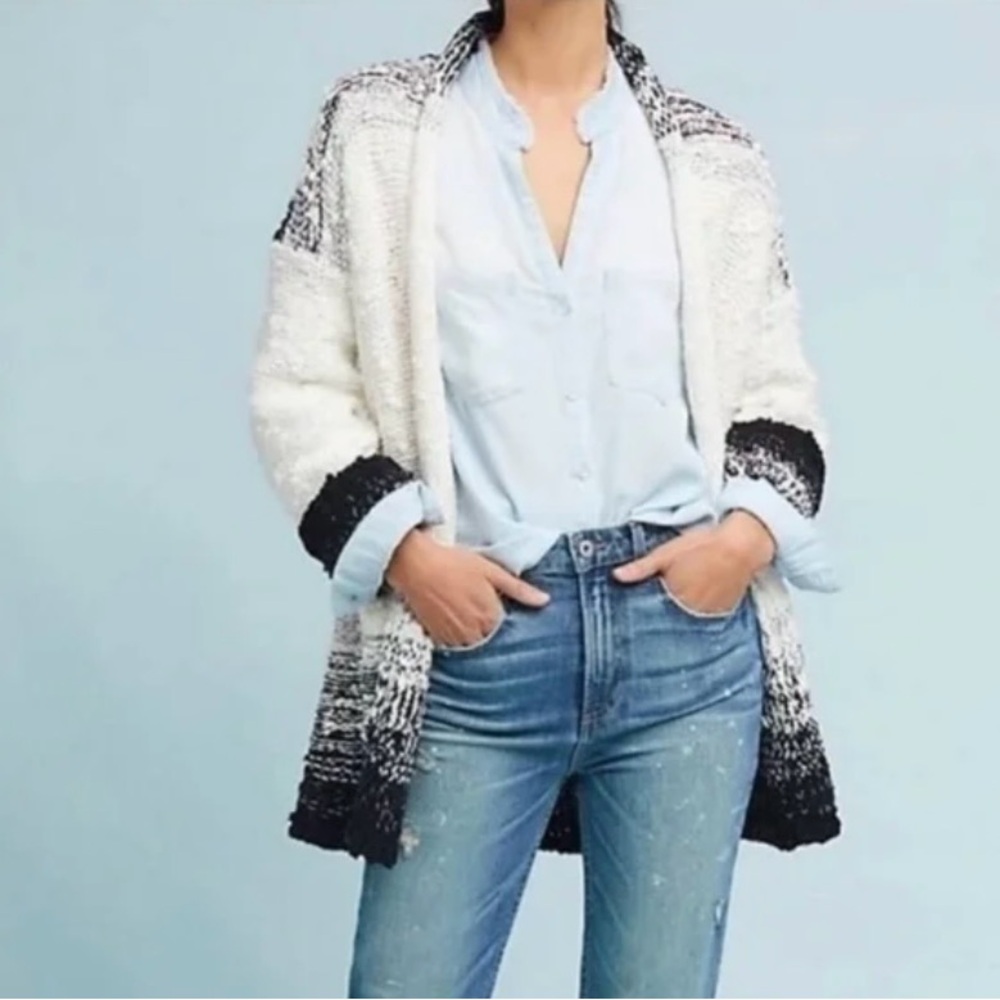 Akemi + Kin | Anthropologie Black & White Chenille Open Cardigan
